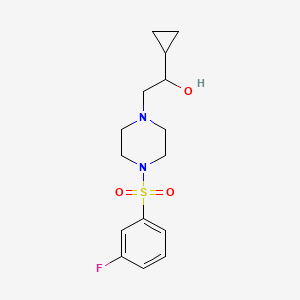 molecular formula C15H21FN2O3S B2862140 1-Cyclopropyl-2-(4-((3-fluorophenyl)sulfonyl)piperazin-1-yl)ethanol CAS No. 1396714-32-1