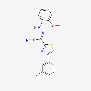 (2E)-4-(3,4-dimethylphenyl)-N-(2-methoxyanilino)-1,3-thiazole-2-carboximidoyl cyanide