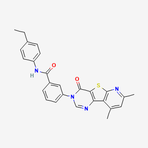 molecular formula C26H22N4O2S B2862168 3-(7,9-dimethyl-4-oxopyrido[3',2':4,5]thieno[3,2-d]pyrimidin-3(4H)-yl)-N-(4-ethylphenyl)benzamide CAS No. 933014-76-7