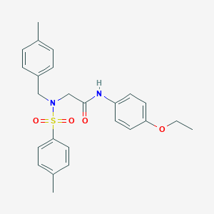 molecular formula C25H28N2O4S B286217 N-(4-ethoxyphenyl)-2-{(4-methylbenzyl)[(4-methylphenyl)sulfonyl]amino}acetamide 