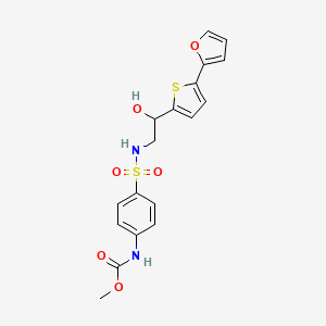 molecular formula C18H18N2O6S2 B2862171 methyl N-[4-({2-[5-(furan-2-yl)thiophen-2-yl]-2-hydroxyethyl}sulfamoyl)phenyl]carbamate CAS No. 2320543-72-2