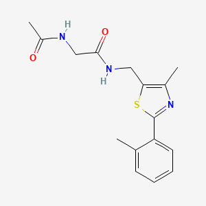 molecular formula C16H19N3O2S B2862183 2-acetamido-N-((4-methyl-2-(o-tolyl)thiazol-5-yl)methyl)acetamide CAS No. 1448063-27-1