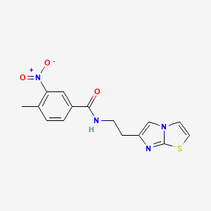 molecular formula C15H14N4O3S B2862184 N-(2-(imidazo[2,1-b]thiazol-6-yl)ethyl)-4-methyl-3-nitrobenzamide CAS No. 868980-45-4