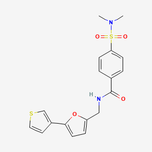 molecular formula C18H18N2O4S2 B2862205 4-(N,N-二甲基磺酰基)-N-((5-(噻吩-3-基)呋喃-2-基)甲基)苯甲酰胺 CAS No. 2034340-11-7