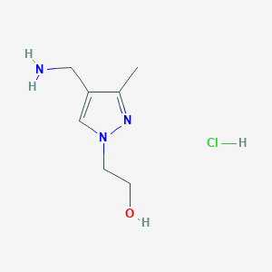 molecular formula C7H14ClN3O B2862206 2-[4-(aminomethyl)-3-methyl-1H-pyrazol-1-yl]ethan-1-ol hydrochloride CAS No. 2174002-45-8