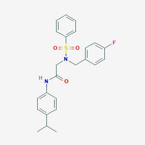 molecular formula C24H25FN2O3S B286221 2-[(4-fluorobenzyl)(phenylsulfonyl)amino]-N-(4-isopropylphenyl)acetamide 