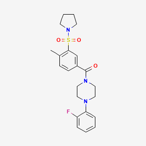 molecular formula C22H26FN3O3S B2862247 (4-(2-Fluorophenyl)piperazin-1-yl)(4-methyl-3-(pyrrolidin-1-ylsulfonyl)phenyl)methanone CAS No. 690247-21-3