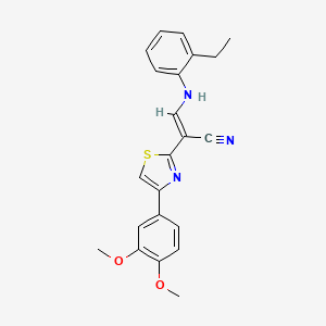 (E)-2-(4-(3,4-dimethoxyphenyl)thiazol-2-yl)-3-((2-ethylphenyl)amino)acrylonitrile