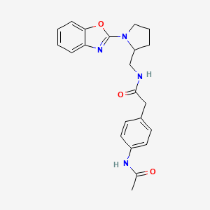 molecular formula C22H24N4O3 B2862258 2-(4-acetamidophenyl)-N-((1-(benzo[d]oxazol-2-yl)pyrrolidin-2-yl)methyl)acetamide CAS No. 1798461-19-4