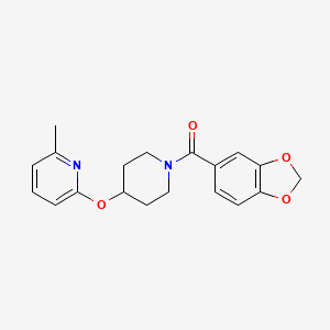 molecular formula C19H20N2O4 B2862262 Benzo[d][1,3]dioxol-5-yl(4-((6-methylpyridin-2-yl)oxy)piperidin-1-yl)methanone CAS No. 1796969-35-1
