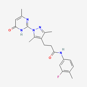 3-(3,5-dimethyl-1-(4-methyl-6-oxo-1,6-dihydropyrimidin-2-yl)-1H-pyrazol-4-yl)-N-(3-fluoro-4-methylphenyl)propanamide