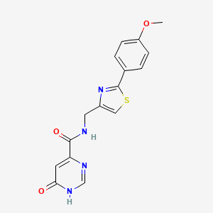 molecular formula C16H14N4O3S B2862265 6-hydroxy-N-((2-(4-methoxyphenyl)thiazol-4-yl)methyl)pyrimidine-4-carboxamide CAS No. 2034254-87-8