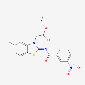 Ethyl 2-[5,7-dimethyl-2-(3-nitrobenzoyl)imino-1,3-benzothiazol-3-yl]acetate