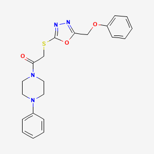 molecular formula C21H22N4O3S B2862305 1-({[5-(苯氧甲基)-1,3,4-恶二唑-2-基]硫}乙酰基)-4-苯基哌嗪 CAS No. 708293-17-8