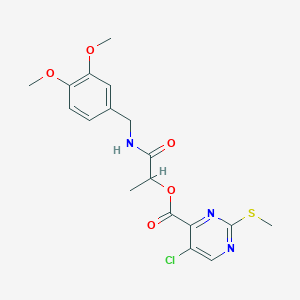 1-{[(3,4-Dimethoxyphenyl)methyl]carbamoyl}ethyl 5-chloro-2-(methylsulfanyl)pyrimidine-4-carboxylate