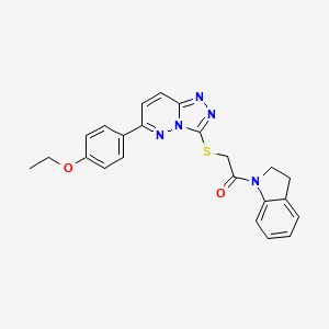 molecular formula C23H21N5O2S B2862316 2-((6-(4-Ethoxyphenyl)-[1,2,4]triazolo[4,3-b]pyridazin-3-yl)thio)-1-(indolin-1-yl)ethanone CAS No. 894061-43-9