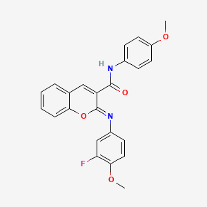 (2Z)-2-[(3-fluoro-4-methoxyphenyl)imino]-N-(4-methoxyphenyl)-2H-chromene-3-carboxamide