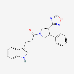 molecular formula C23H22N4O2 B2862351 1-(3-(1,2,4-oxadiazol-3-yl)-4-phenylpyrrolidin-1-yl)-3-(1H-indol-3-yl)propan-1-one CAS No. 2034367-70-7