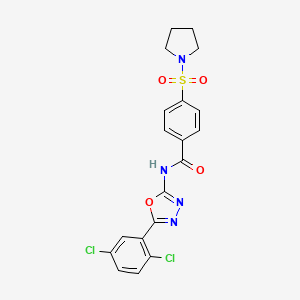 molecular formula C19H16Cl2N4O4S B2862356 N-(5-(2,5-二氯苯基)-1,3,4-恶二唑-2-基)-4-(吡咯烷-1-磺酰基)苯甲酰胺 CAS No. 891133-67-8
