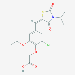molecular formula C17H18ClNO6S B286236 {2-Chloro-6-ethoxy-4-[(3-isopropyl-2,4-dioxo-1,3-thiazolidin-5-ylidene)methyl]phenoxy}acetic acid 