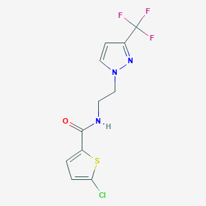 molecular formula C11H9ClF3N3OS B2862365 5-chloro-N-(2-(3-(trifluoromethyl)-1H-pyrazol-1-yl)ethyl)thiophene-2-carboxamide CAS No. 1448056-74-3