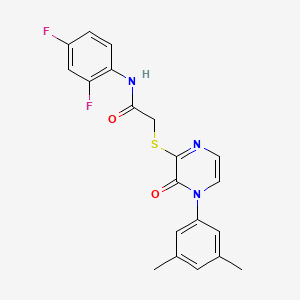 molecular formula C20H17F2N3O2S B2862366 N-(2,4-difluorophenyl)-2-((4-(3,5-dimethylphenyl)-3-oxo-3,4-dihydropyrazin-2-yl)thio)acetamide CAS No. 895109-36-1