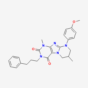 9-(4-methoxyphenyl)-1,7-dimethyl-3-(3-phenylpropyl)-6,7,8,9-tetrahydropyrimido[2,1-f]purine-2,4(1H,3H)-dione