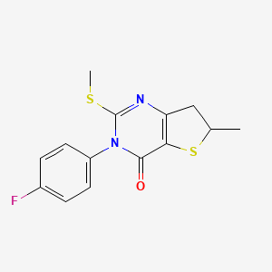 molecular formula C14H13FN2OS2 B2862373 3-(4-氟苯基)-6-甲基-2-(甲硫基)-6,7-二氢噻吩并[3,2-d]嘧啶-4(3H)-酮 CAS No. 851410-84-9