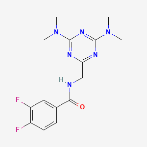molecular formula C15H18F2N6O B2862382 N-((4,6-双(二甲氨基)-1,3,5-三嗪-2-基)甲基)-3,4-二氟苯甲酰胺 CAS No. 2034517-98-9