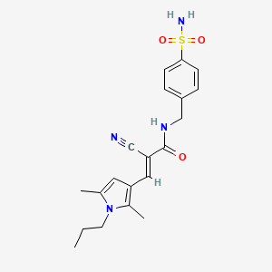 molecular formula C20H24N4O3S B2862383 (E)-2-cyano-3-(2,5-dimethyl-1-propylpyrrol-3-yl)-N-[(4-sulfamoylphenyl)methyl]prop-2-enamide CAS No. 1090742-46-3