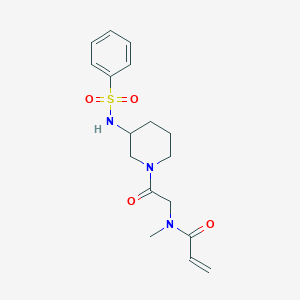 molecular formula C17H23N3O4S B2862385 N-[2-[3-(Benzenesulfonamido)piperidin-1-yl]-2-oxoethyl]-N-methylprop-2-enamide CAS No. 2361747-16-0