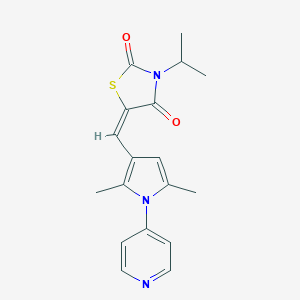 molecular formula C18H19N3O2S B286239 5-{[2,5-dimethyl-1-(4-pyridinyl)-1H-pyrrol-3-yl]methylene}-3-isopropyl-1,3-thiazolidine-2,4-dione 