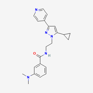 molecular formula C22H25N5O B2862407 N-(2-(5-cyclopropyl-3-(pyridin-4-yl)-1H-pyrazol-1-yl)ethyl)-3-(dimethylamino)benzamide CAS No. 1797673-20-1