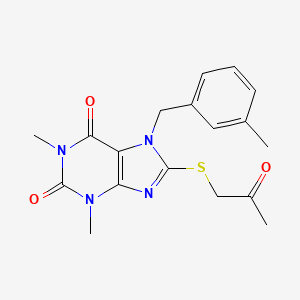 molecular formula C18H20N4O3S B2862419 1,3-dimethyl-7-(3-methylbenzyl)-8-((2-oxopropyl)thio)-1H-purine-2,6(3H,7H)-dione CAS No. 370869-82-2