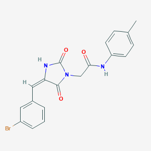molecular formula C19H16BrN3O3 B286242 2-[(4E)-4-(3-bromobenzylidene)-2,5-dioxoimidazolidin-1-yl]-N-(4-methylphenyl)acetamide 