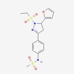 N-[4-[2-ethylsulfonyl-3-(furan-2-yl)-3,4-dihydropyrazol-5-yl]phenyl]methanesulfonamide