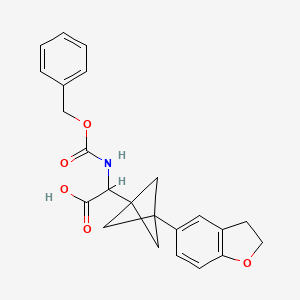 molecular formula C23H23NO5 B2862427 2-[3-(2,3-Dihydro-1-benzofuran-5-yl)-1-bicyclo[1.1.1]pentanyl]-2-(phenylmethoxycarbonylamino)acetic acid CAS No. 2287261-24-7