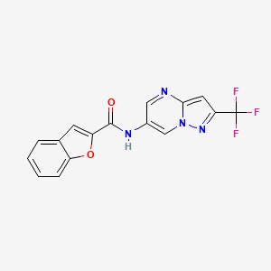 molecular formula C16H9F3N4O2 B2862429 N-(2-(三氟甲基)吡唑并[1,5-a]嘧啶-6-基)苯并呋喃-2-甲酰胺 CAS No. 2034583-29-2