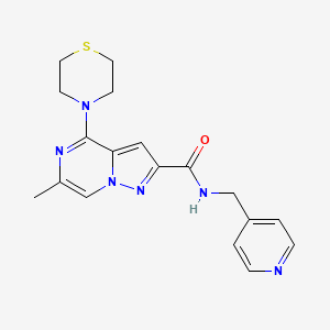 6-methyl-N-(4-pyridylmethyl)-4-(1,4-thiazinan-4-yl)pyrazolo[1,5-a]pyrazine-2-carboxamide