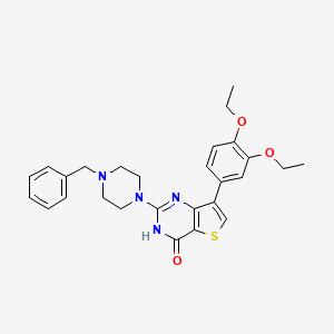 molecular formula C27H30N4O3S B2862433 2-(4-benzylpiperazin-1-yl)-7-(3,4-diethoxyphenyl)thieno[3,2-d]pyrimidin-4(3H)-one CAS No. 1242866-59-6