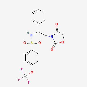 molecular formula C18H15F3N2O6S B2862437 N-(2-(2,4-dioxooxazolidin-3-yl)-1-phenylethyl)-4-(trifluoromethoxy)benzenesulfonamide CAS No. 1903408-47-8