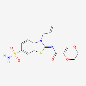 (Z)-N-(3-allyl-6-sulfamoylbenzo[d]thiazol-2(3H)-ylidene)-5,6-dihydro-1,4-dioxine-2-carboxamide