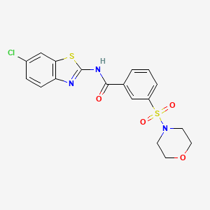molecular formula C18H16ClN3O4S2 B2862446 N-[(2Z)-6-chloro-1,3-benzothiazol-2(3H)-ylidene]-3-(morpholin-4-ylsulfonyl)benzamide CAS No. 953852-54-5