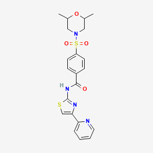 molecular formula C21H22N4O4S2 B2862447 4-(2,6-二甲基吗啉-4-基)磺酰基-N-(4-吡啶-2-基-1,3-噻唑-2-基)苯甲酰胺 CAS No. 361167-89-7