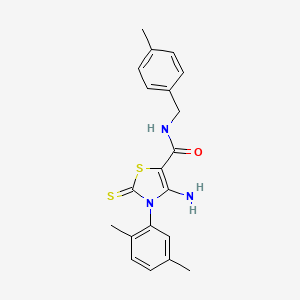 molecular formula C20H21N3OS2 B2862460 4-氨基-3-(2,5-二甲基苯基)-N-(4-甲基苄基)-2-硫代-2,3-二氢噻唑-5-甲酰胺 CAS No. 946214-20-6