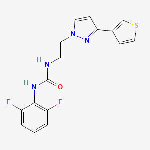 molecular formula C16H14F2N4OS B2862468 1-(2,6-difluorophenyl)-3-(2-(3-(thiophen-3-yl)-1H-pyrazol-1-yl)ethyl)urea CAS No. 2034260-11-0