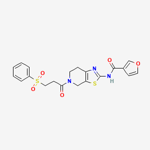 N-(5-(3-(phenylsulfonyl)propanoyl)-4,5,6,7-tetrahydrothiazolo[5,4-c]pyridin-2-yl)furan-3-carboxamide