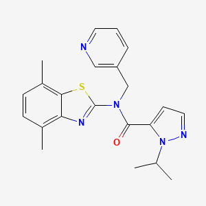 molecular formula C22H23N5OS B2862477 N-(4,7-dimethylbenzo[d]thiazol-2-yl)-1-isopropyl-N-(pyridin-3-ylmethyl)-1H-pyrazole-5-carboxamide CAS No. 1203306-90-4