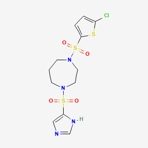molecular formula C12H15ClN4O4S3 B2862480 1-((1H-imidazol-4-yl)sulfonyl)-4-((5-chlorothiophen-2-yl)sulfonyl)-1,4-diazepane CAS No. 1903717-26-9