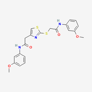 molecular formula C21H21N3O4S2 B2862486 N-(3-methoxyphenyl)-2-((4-(2-((3-methoxyphenyl)amino)-2-oxoethyl)thiazol-2-yl)thio)acetamide CAS No. 941937-79-7